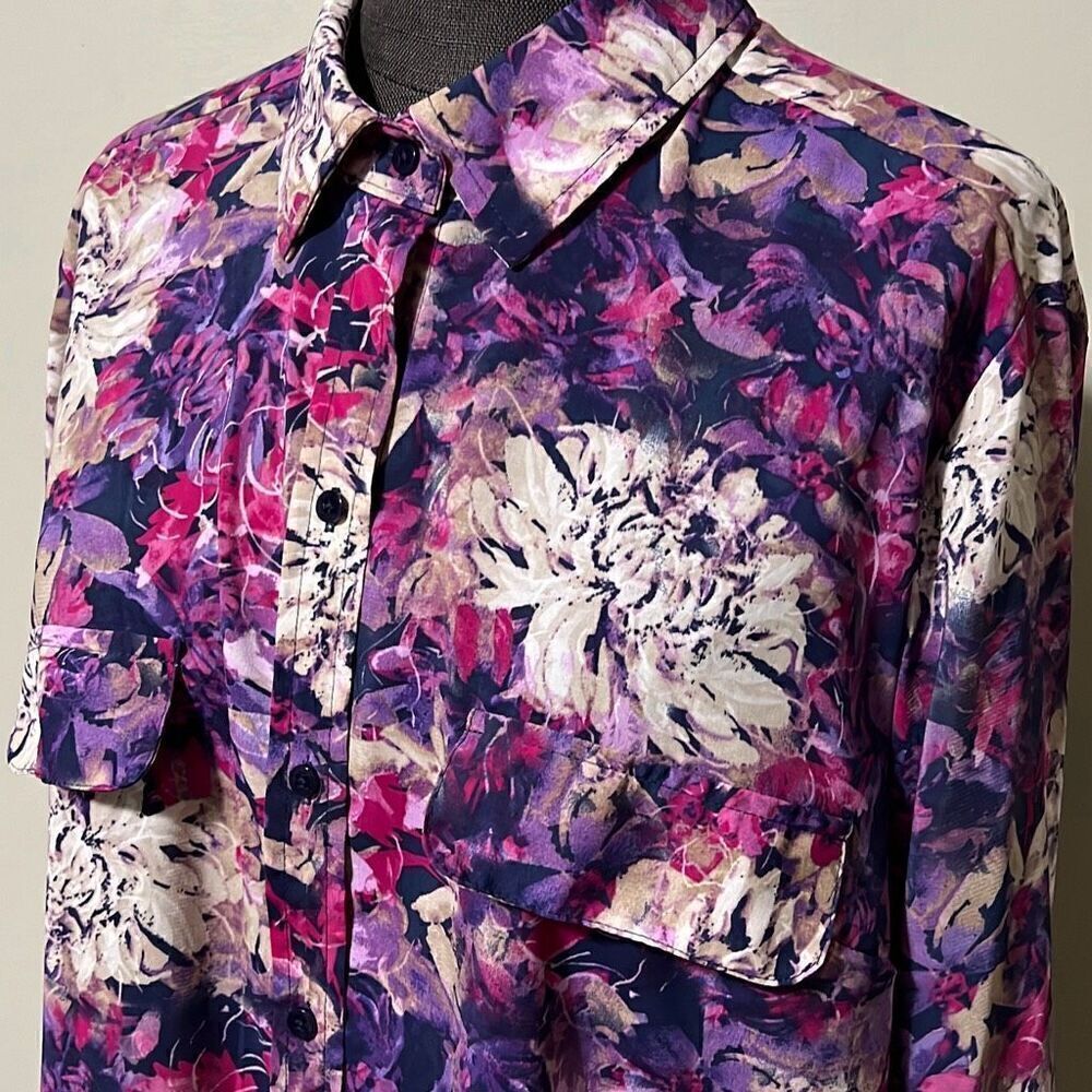 White Stag Women's Multicolor Floral Print Button-Up Blouse Size XL (16-18) - Picture 2 of 11